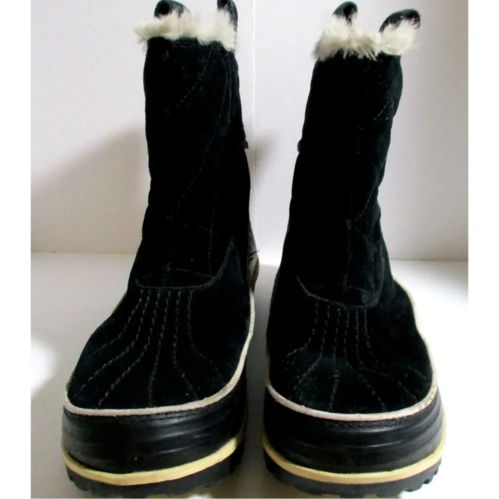 Sorel Women's Black Suede Ankle Winter Boots Size 8 READ